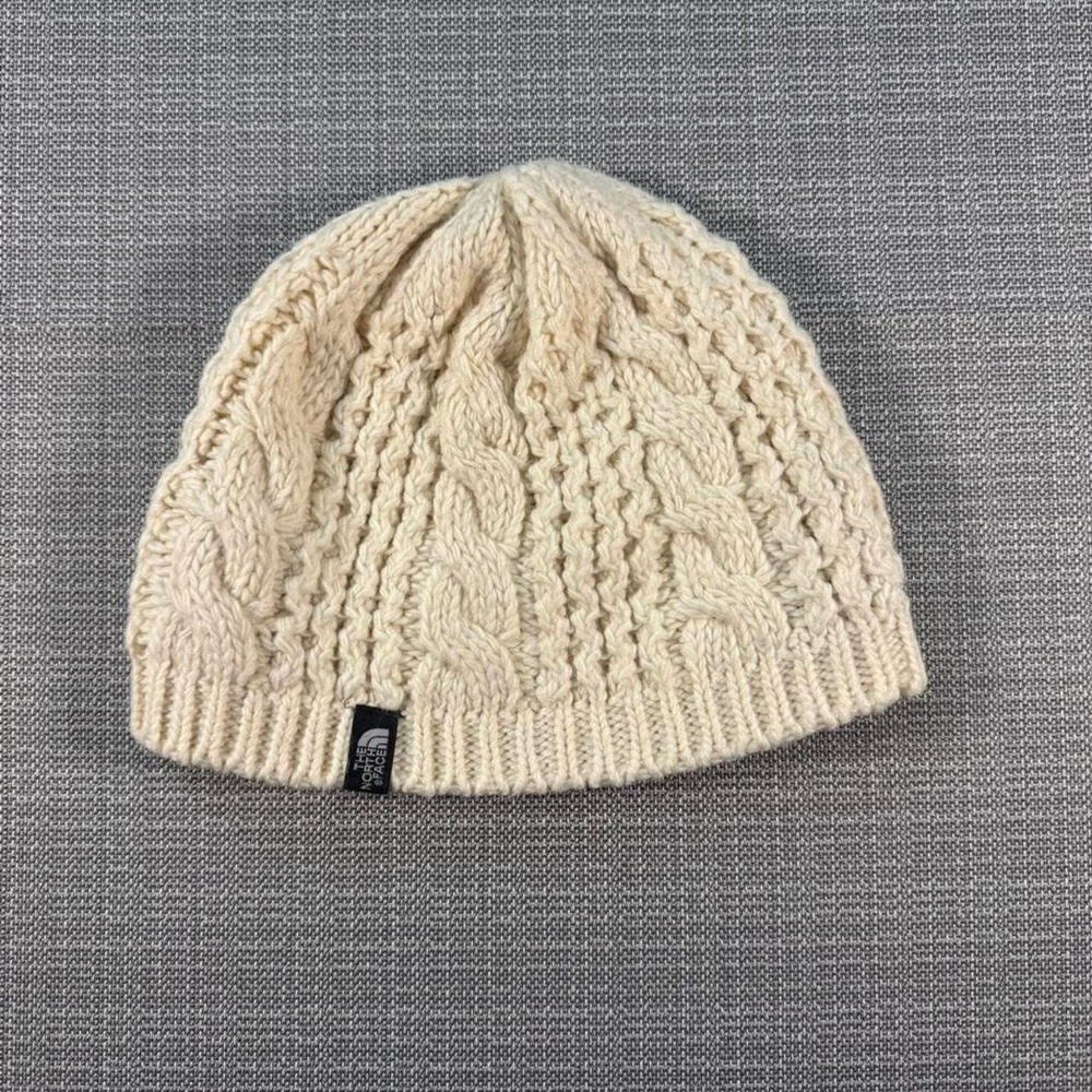 The North Face Cream cable knit beanie
